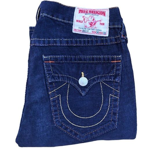True Religion Jeans Size 34 RICKY Corduroy Blue - Picture 7 of 12
